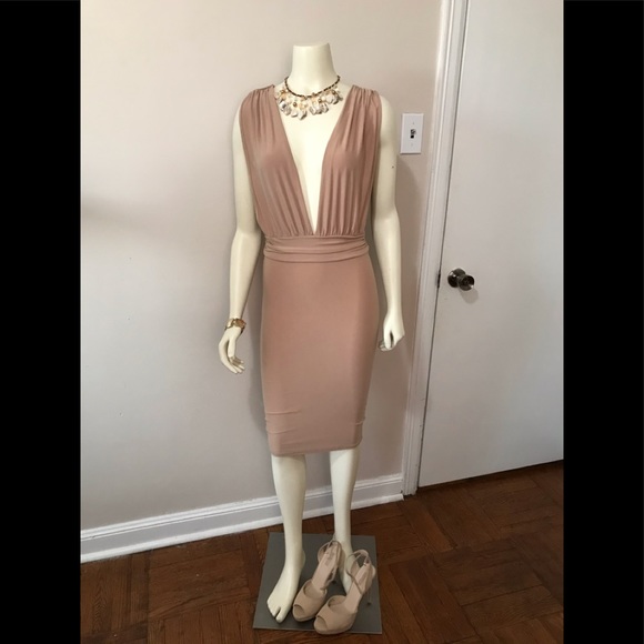 K TOO DRESS BEIGE COCKTAIL DRESS - Picture 1 of 5